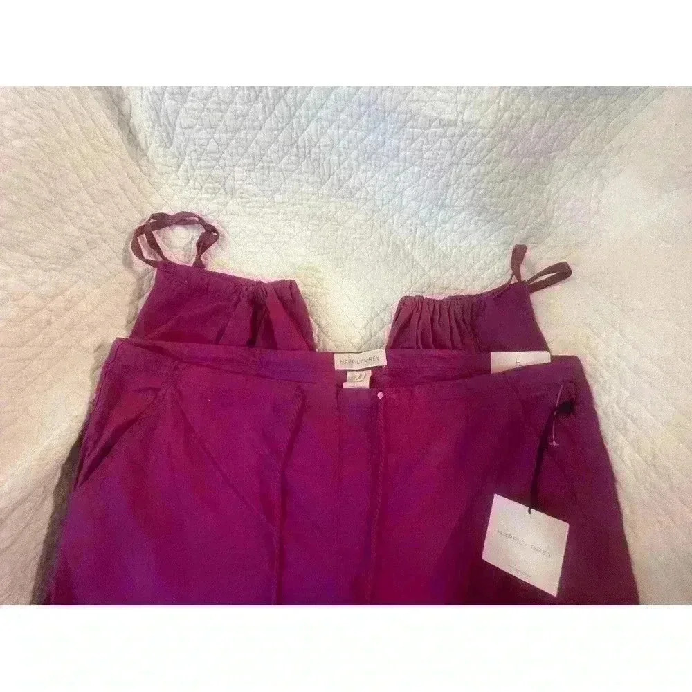 Happily Grey Pull on Purple draw String waist size L NWT